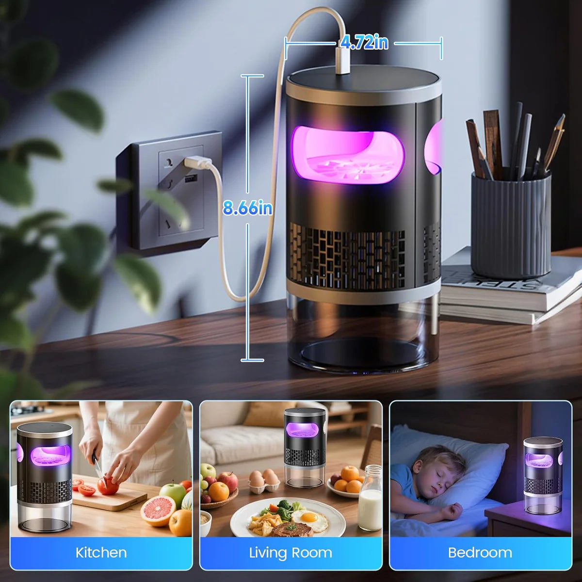 2-in-1 Mosquito Killer Lamp – USB Rechargeable Mosquito Trap & Night Light