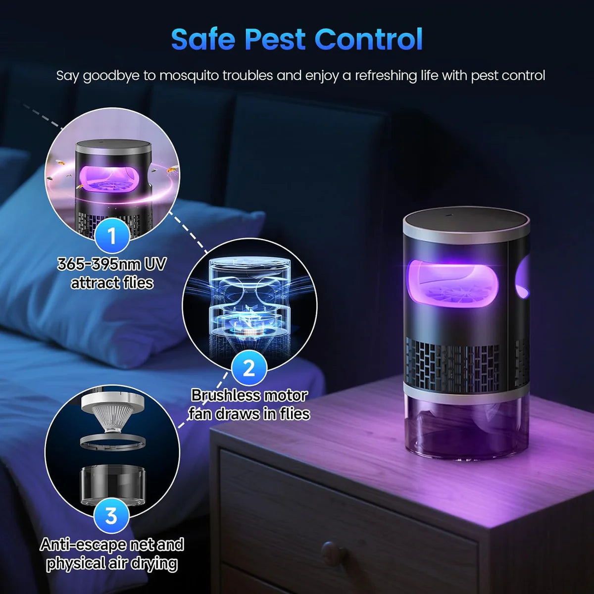 2-in-1 Mosquito Killer Lamp – USB Rechargeable Mosquito Trap & Night Light