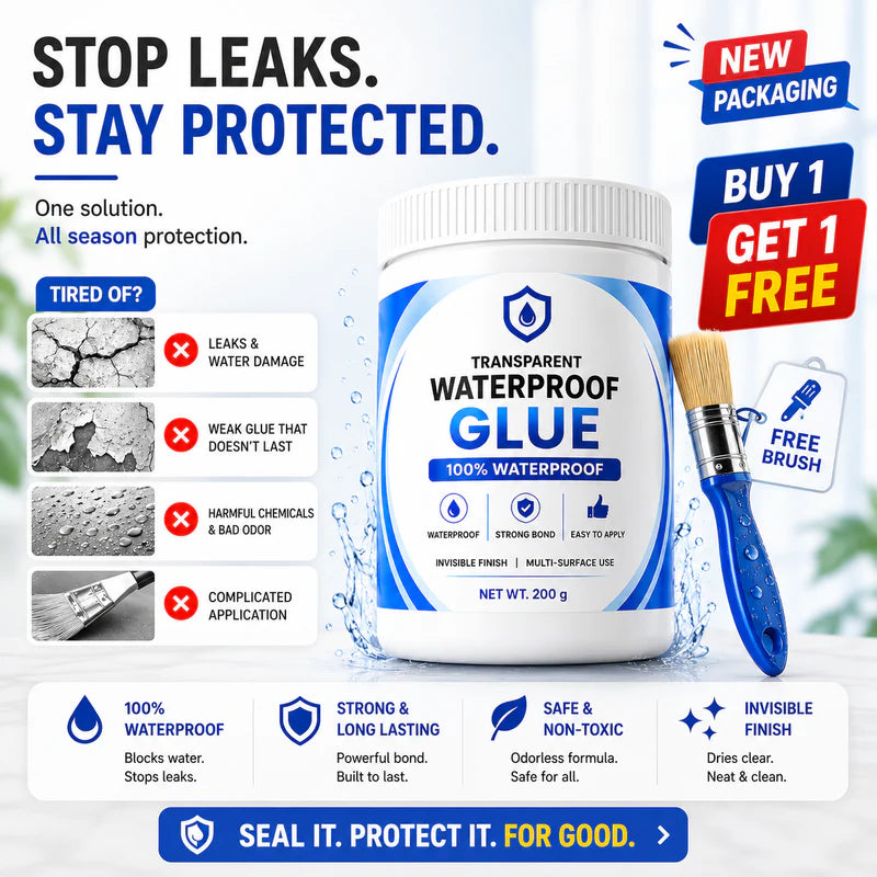 Premium Transparent Waterproof Leak Repair Glue | Strong Multi-Surface Sealant | Invisible Finish