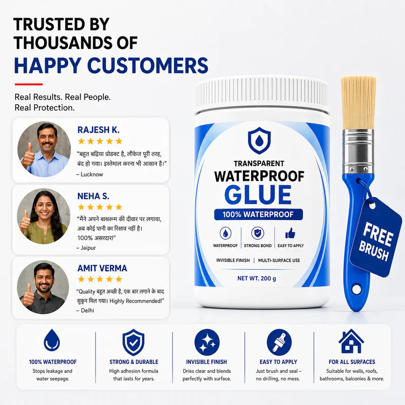Premium Transparent Waterproof Leak Repair Glue | Strong Multi-Surface Sealant | Invisible Finish