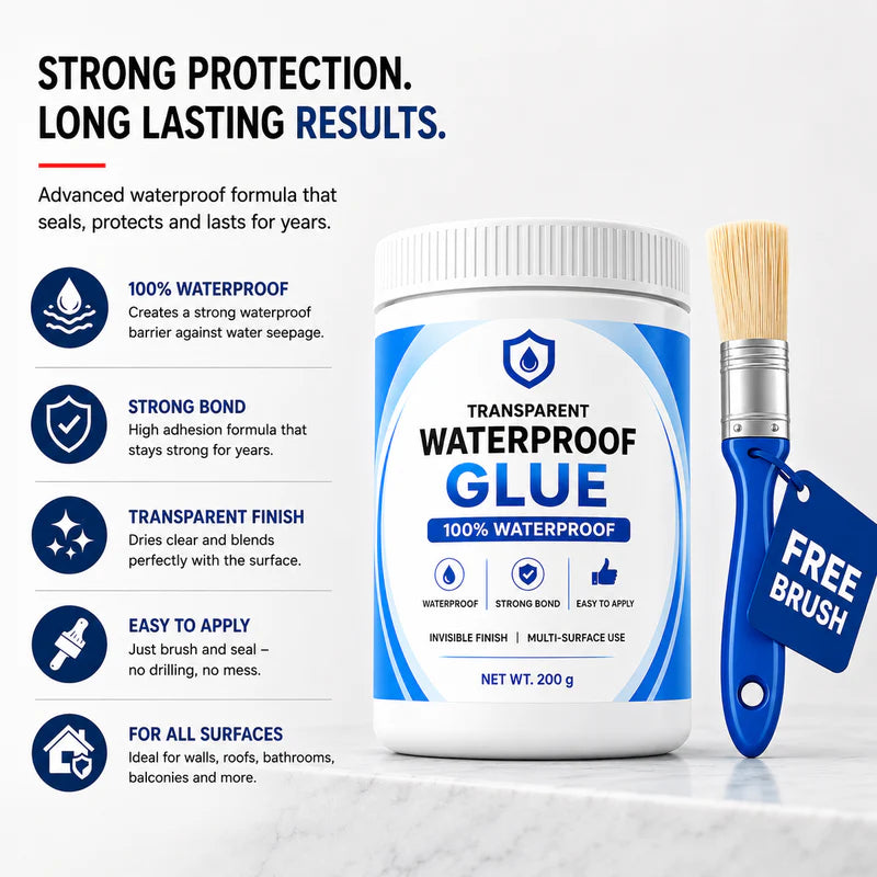 Premium Transparent Waterproof Leak Repair Glue | Strong Multi-Surface Sealant | Invisible Finish