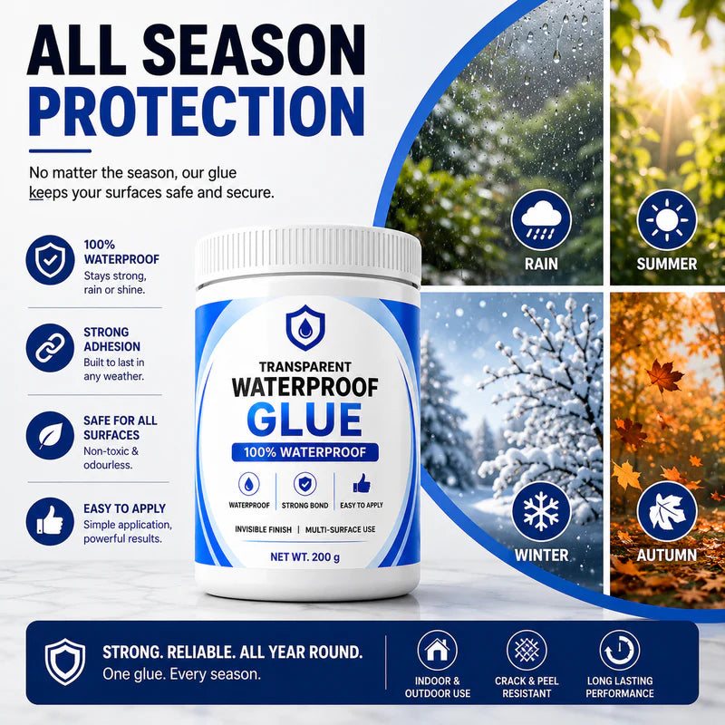 Premium Transparent Waterproof Leak Repair Glue | Strong Multi-Surface Sealant | Invisible Finish